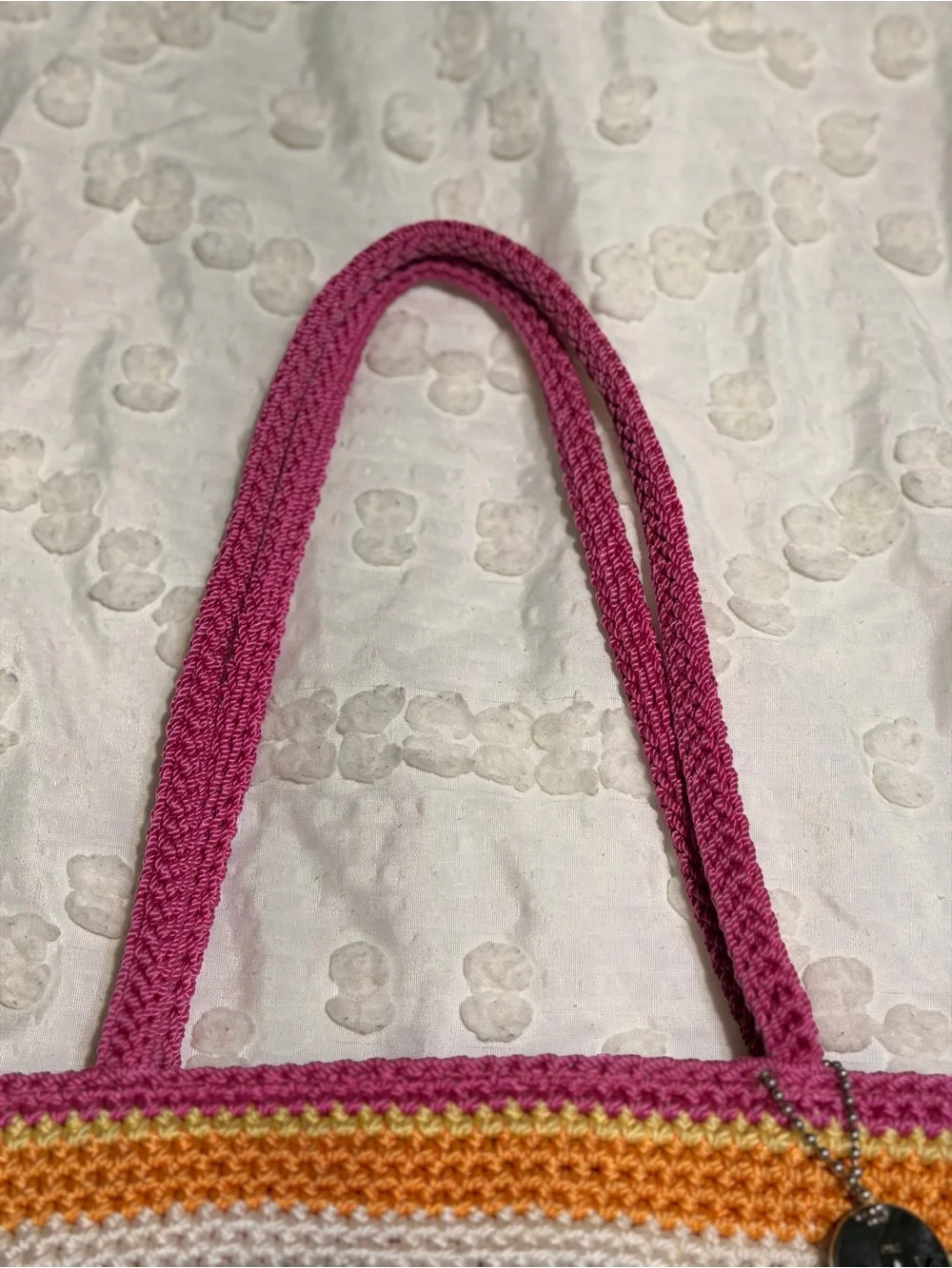The Sak Small Handbag Knit Crochet Striped Fully Lined Purse Zipper Closure